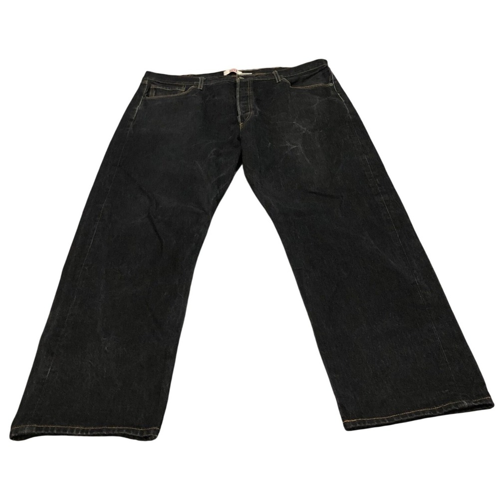 Vintage Levis 501 Original Straight Leg Mens 42x32 Black Denim Jeans Button Fly